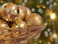 Sparkling gold christmas ornaments