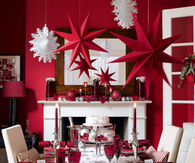 Red and white christmas dining decor