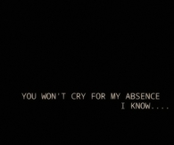 You wont cry for my absence I know