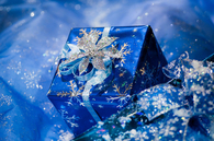 Blue wrapped gifts
