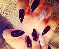 Black and silver stiletto nails