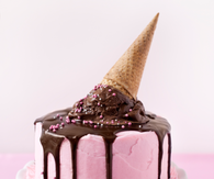 Melting ice cream cone cake