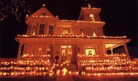 Orange halloween decorated house