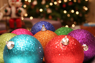 Colorful glitter ornaments