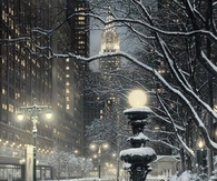 City lights of snow