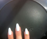 Powder white stiletto nails