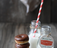 Chocolate donuts and milk