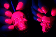 Neon pink glow in the dark nails
