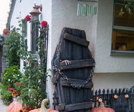 Pumpkin and casket decorations