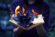 Book on fire