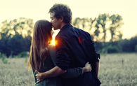 Sweet outdoor kiss