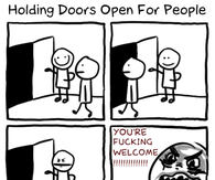 Holding doors open for people