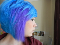 Sky blue and purple short cut
