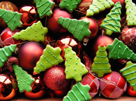 Christmas tree cookies and ornaments