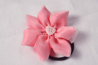 Pink Ribbon Flower Hair Ties