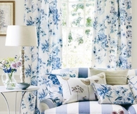 Blue & White Floral & Stripes