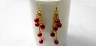 Red Pearl Dangle Earrings