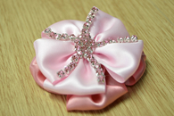 Layered Pink Ribbon Flower Hair Clips 