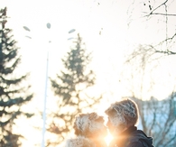 Winter kiss in the sun