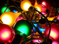 Bright colorful christmas light ornaments