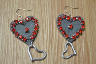 Felt Heart Dangling Earrings 