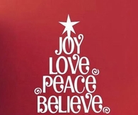 Joy, love, peace, believe, christmas
