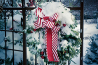 Wreath with peppermint bow