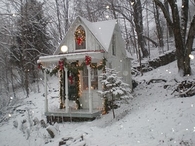 Christmas house in the woods