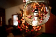 Upside down christmas snow globe