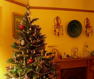 Christmas Tree by the fireplace