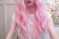 Light pink curly hair