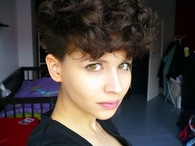 Brown curly up do