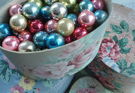 Bowl of christmas ornaments