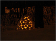 Christmas lantern in the snow