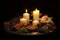Candles and cinnamon sticks