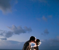 Kissing bride and groom