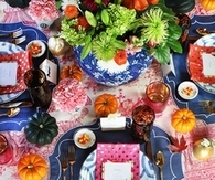 Pink & Blue Willow Thanksgiving Table