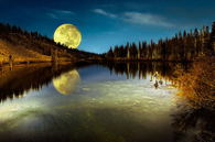 Moon over the lake
