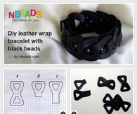 DIY Leather Wrap Bracelet with Black Beads