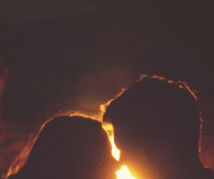 Fireside kiss