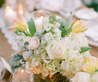White floral table setting