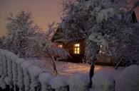 Cabin in the snow