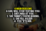 4 Main Reasons A Girl Will Stop Texting You