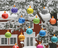 Christmas Balls Hanging from a Tree Outdoors