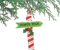 Candy cane signpost