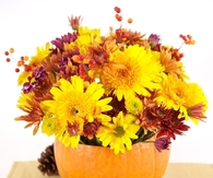 Thanksgiving pumpkin flower arrangement