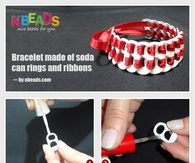 Bracelet Made of Soda Can Rings And Ribbons