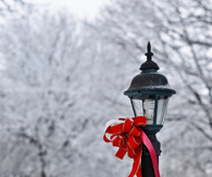Red ribbon lamp post