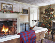 A new england cottage at christmas