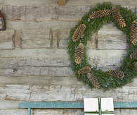 Porch pinecone wreath